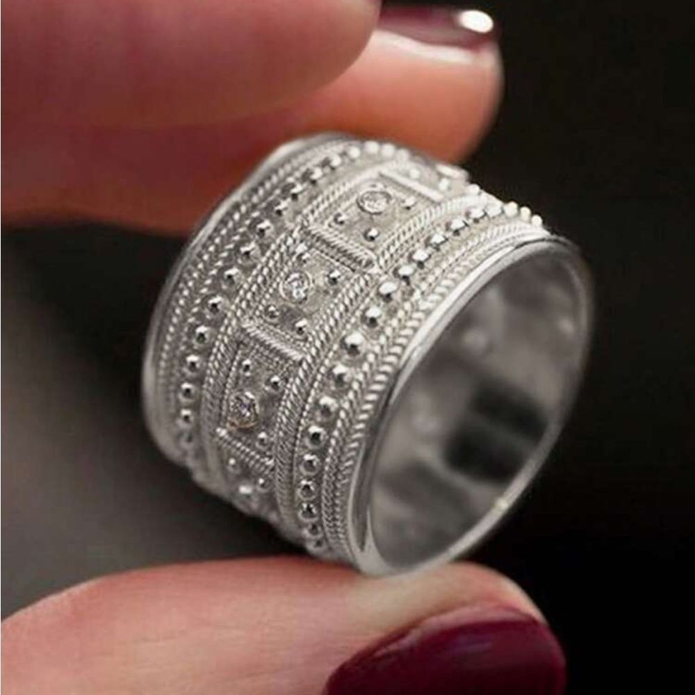 Elegant Silver-Tone ring R257
